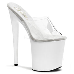 PLEASER FLAMINGO-801 Clear-White Platform Slides - Shoecup.com