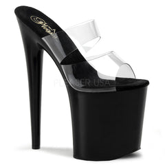 PLEASER FLAMINGO-802 Clear-Black Platform Slides - Shoecup.com