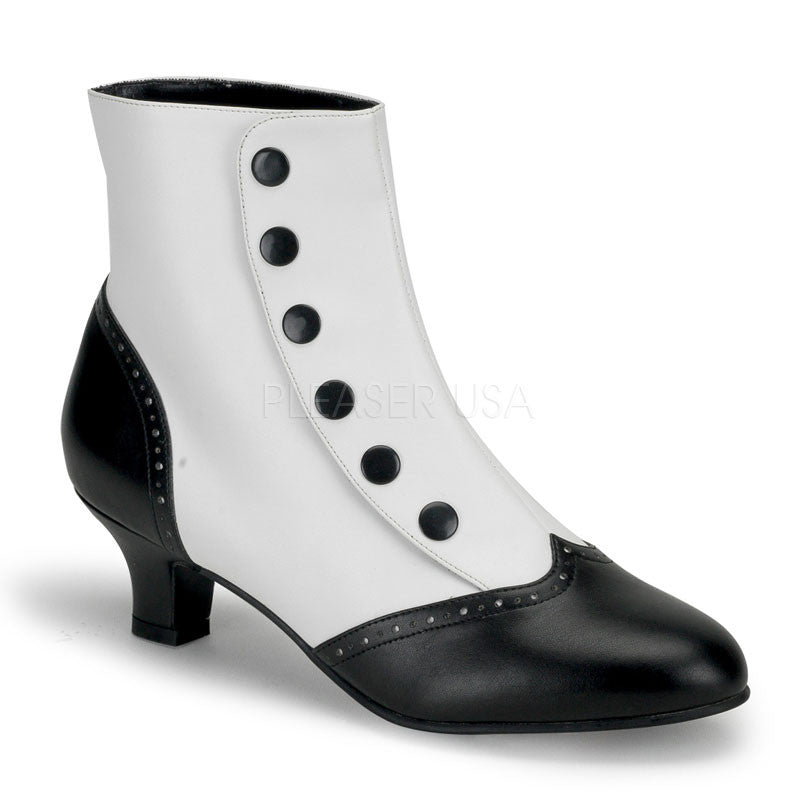 Bordello,Bordello FLORA-1023 White Black Pu Bootie - Shoecup.com