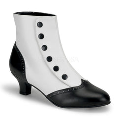 Bordello,Bordello FLORA-1023 White Black Pu Bootie - Shoecup.com