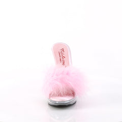 5 Inch Heel GLORY-501F-8 Baby Pink Fur Clear