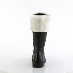 Men's Black Pu Santa Boots With White Fur