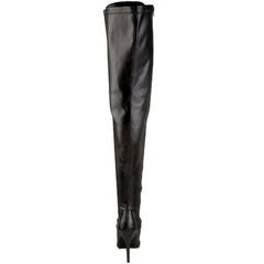 PLEASER SEDUCE-3024 Black Stretch Pu Thigh High Boots - Shoecup.com - 3
