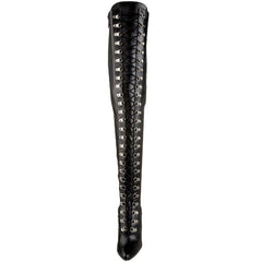 PLEASER SEDUCE-3024 Black Stretch Pu Thigh High Boots - Shoecup.com - 2