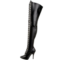 PLEASER SEDUCE-3024 Black Stretch Pu Thigh High Boots - Shoecup.com - 4
