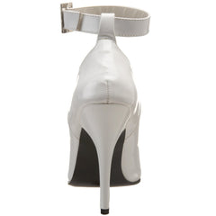 PLEASER SEDUCE-431 White Pat Ankle Strap Pumps - Shoecup.com - 3