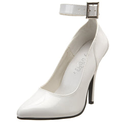 PLEASER SEDUCE-431 White Pat Ankle Strap Pumps - Shoecup.com - 1
