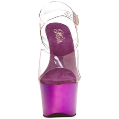 PLEASER SKY-308 Clear-Purple Chrome Ankle Strap Sandals - Shoecup.com - 3
