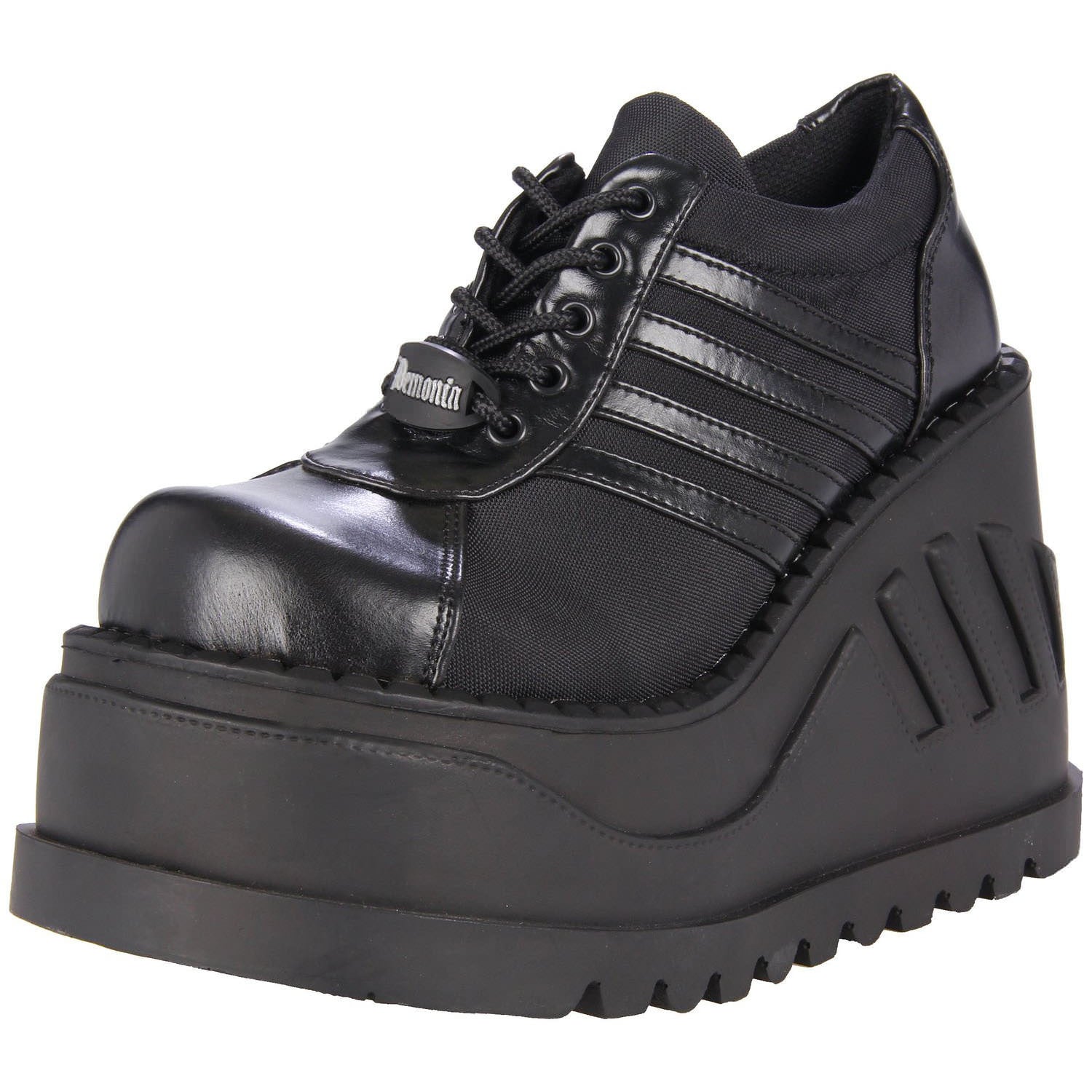 Demonia,DEMONIA STOMP-08 BLACK CHUNKY PLATFORM SHOES - Shoecup.com