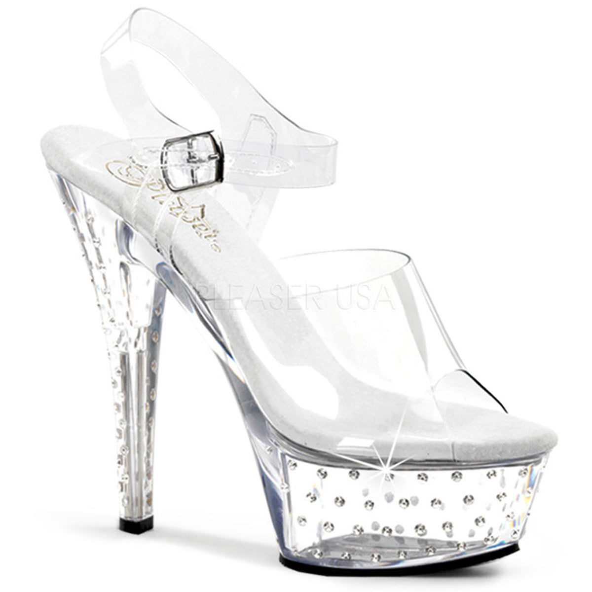 PLEASER STARDUST-608 Clear Platform Sandals - Shoecup.com