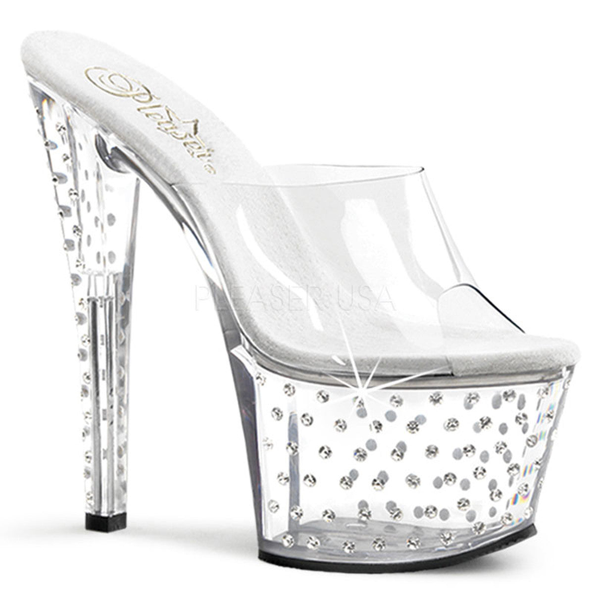 PLEASER STARDUST-701 Clear Platform Slides - Shoecup.com