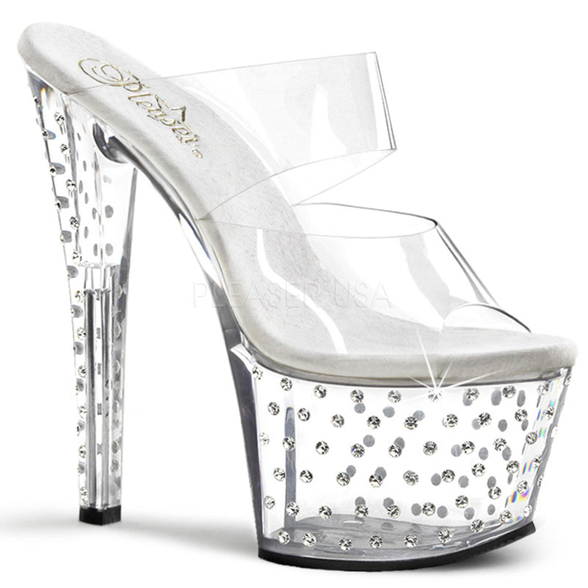 PLEASER STARDUST-702 Clear Platform Slides - Shoecup.com
