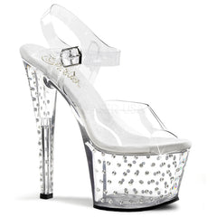 PLEASER STARDUST-708 Clear Ankle Strap Sandals - Shoecup.com