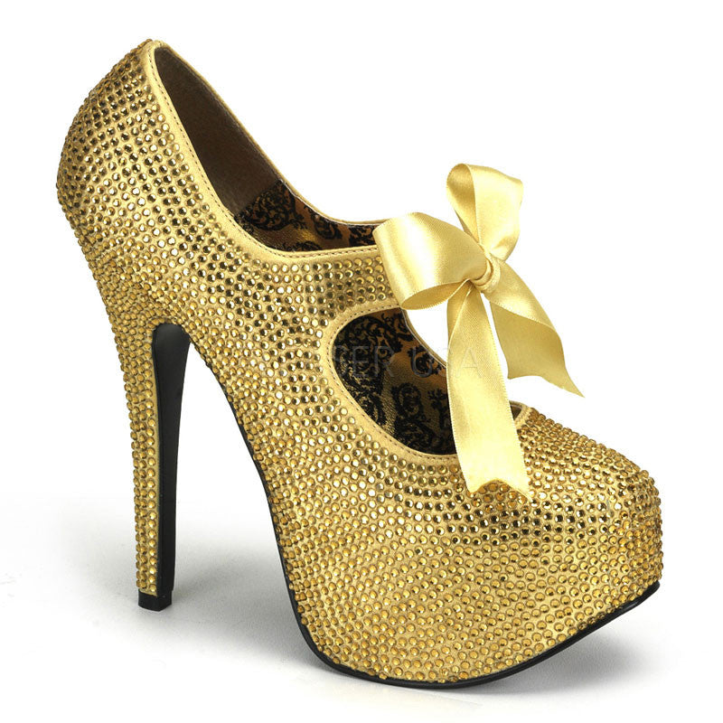 Bordello,Bordello TEEZE-04R Gold Rhinestones Pumps - Shoecup.com