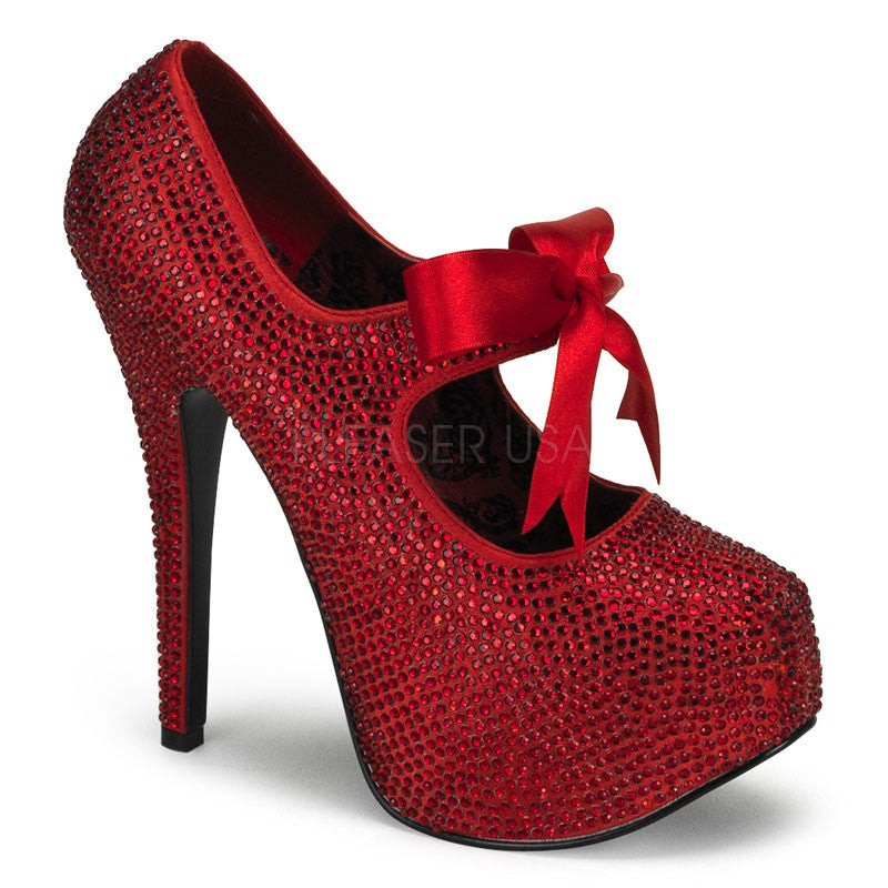 Bordello,Bordello TEEZE-04R Red Rhinestones Pumps - Shoecup.com