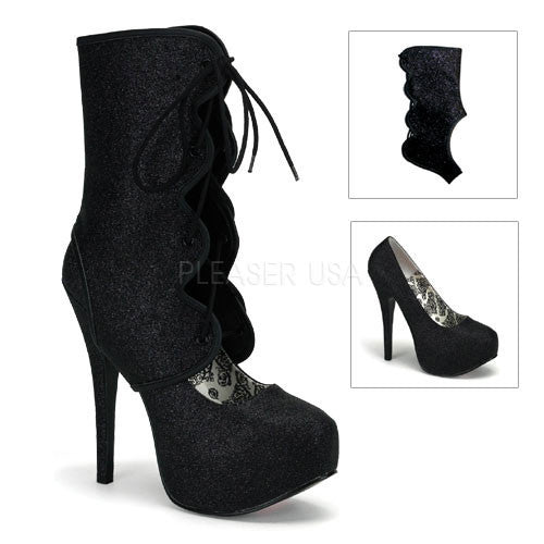 Bordello,Bordello TEEZE-31G Black Mini Glitter Pumps - Shoecup.com