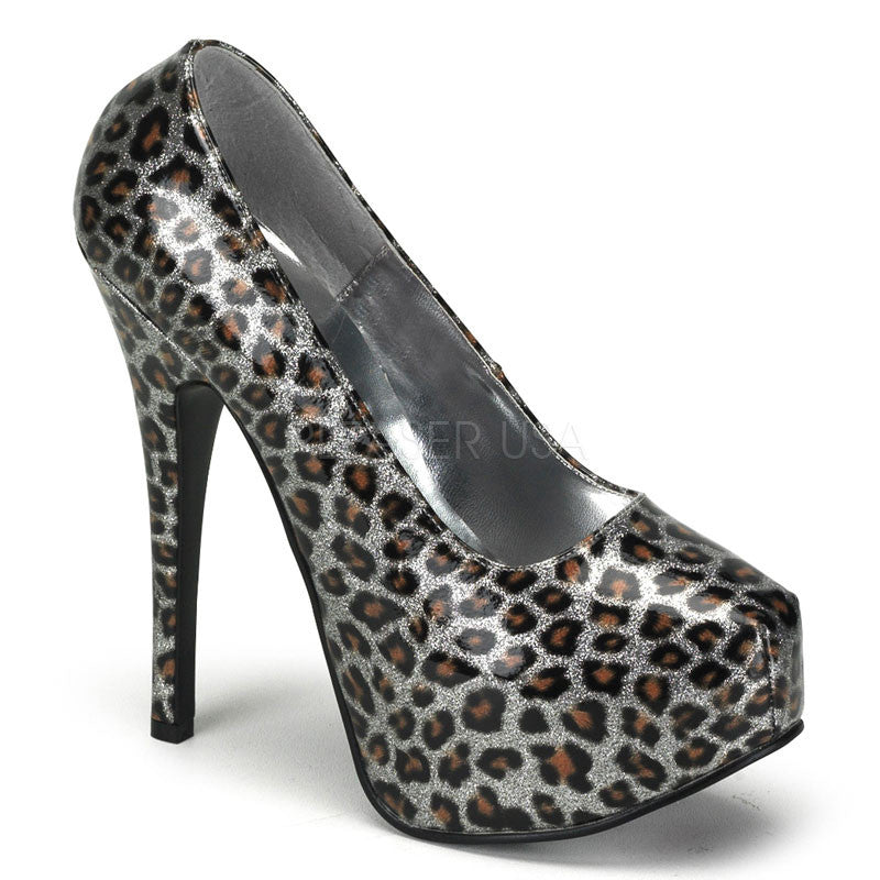 Bordello,Bordello TEEZE-37 Silver Cheetah Pat Pumps - Shoecup.com