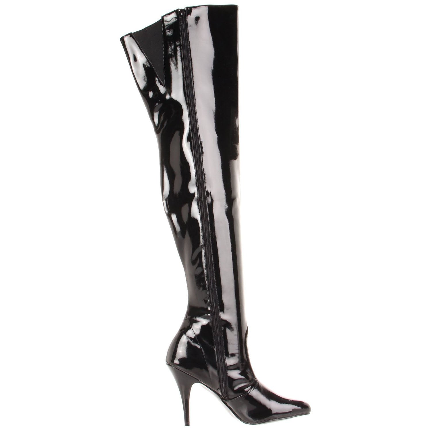 Pleaser VANITY-3010 Black Patent Thigh High Boots - Shoecup.com - 7