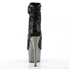 Pleaser ADORE-1008SQ Black Sequins Ankle Boots With Black Platform - Shoecup.com - 4