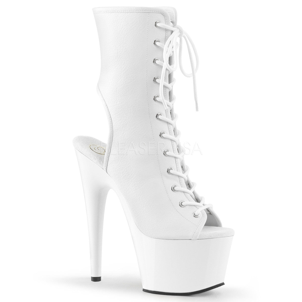 Pleaser ADORE-1016 White Platform Ankle Boots - Shoecup.com - 1