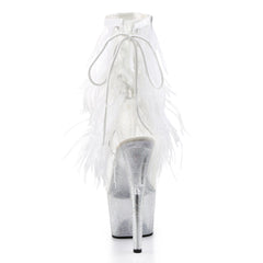 Pleaser ADORE-1017MFF White Marabou Fringe Ankle Boots - Shoecup.com - 4