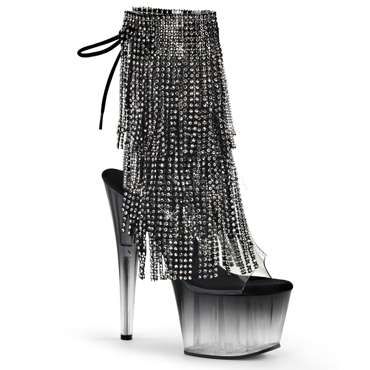 Pleaser ADORE-1017RSFT Black Fringe Ankle Boots - Shoecup.com - 1