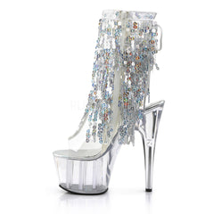 Pleaser ADORE-1017SQF Silver Sequins Fringe Ankle Boots - Shoecup.com - 3