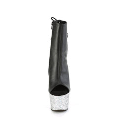 7 Inch Heel ADORE-1018LG Black Silver Glitter