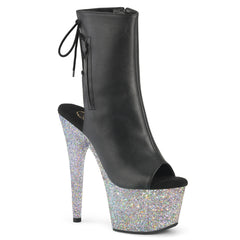 7 Inch Heel ADORE-1018LG Black Silver Glitter