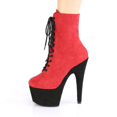 7 Inch Heel ADORE-1020FSTT Red Black Suede
