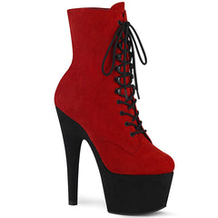 7" Heel ADORE-1020FSTT Red Black Suede
