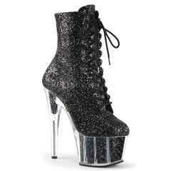 Pleaser ADORE-1020G Black Glitter Platform Ankle Boots - Shoecup.com - 1