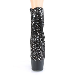 7 Inch Heel ADORE-1020SPLAT Black Velvet Silver Holo