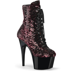 7" Heel ADORE-1020SQ Black Red Sequins