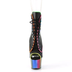 7 Inch Heel ADORE-1021RC-02 Black Pu Rainbow Chrome