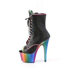 7 Inch Heel ADORE-1021RC-02 Black Pu Rainbow Chrome