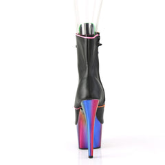 7 Inch Heel ADORE-1021RC-02 Black Pu Rainbow Chrome