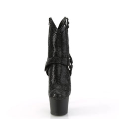 7 Inch Heel ADORE-1029RS Black Rhinestone