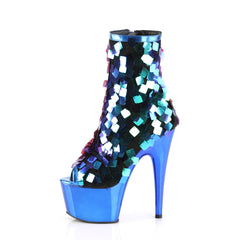 7 Inch Heel ADORE-1031SSQ Green Square Iridescent Sequins