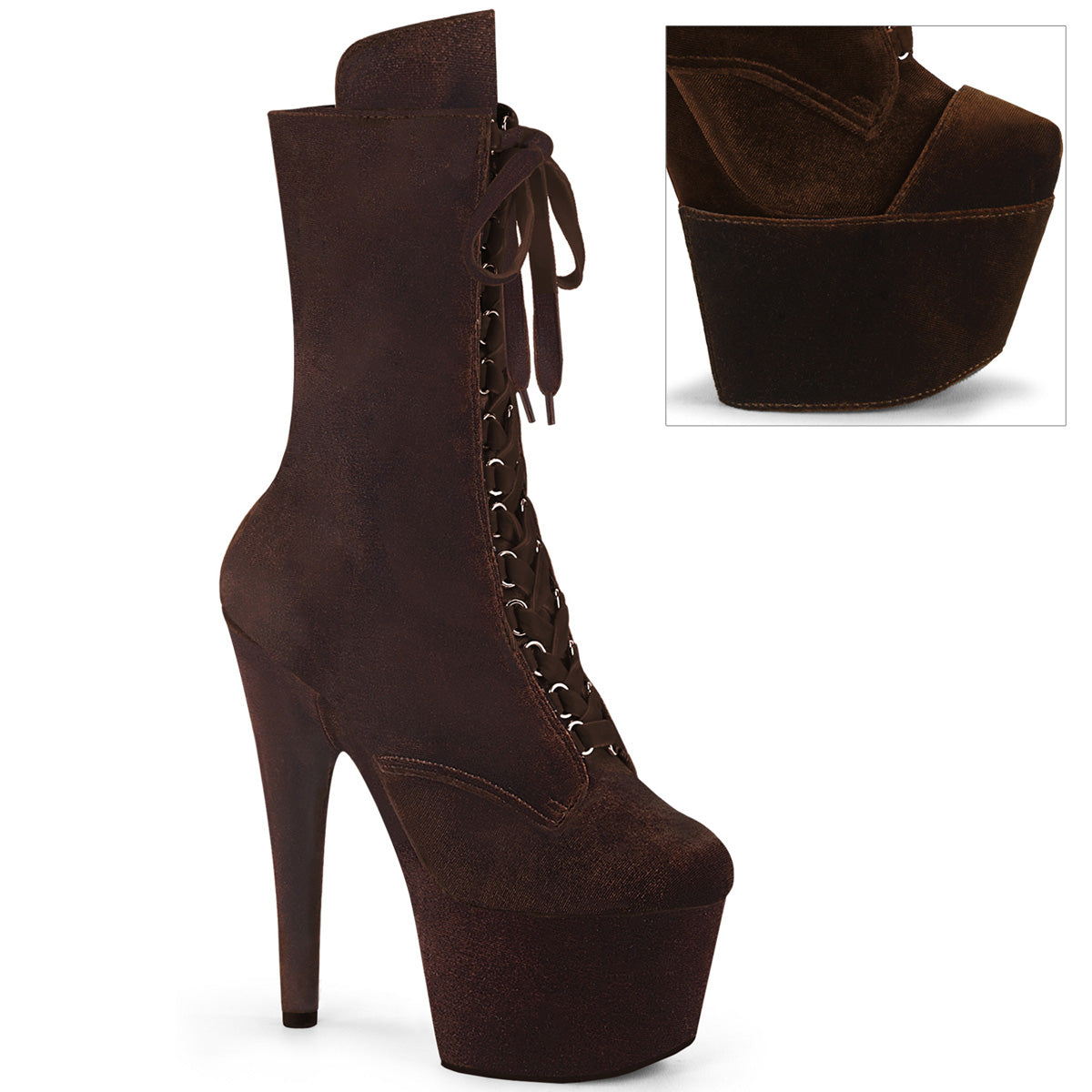 7 Inch Heel ADORE-1045VEL Brown Velvet