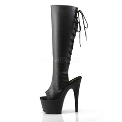 Pleaser ADORE-2018 Black Faux Leather Knee Boots - Shoecup.com - 3
