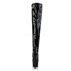 PLEASER ADORE-3000 Black Stretch Pat Thigh High Boots - Shoecup.com - 4