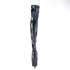7 Inch Heel ADORE-3011HWR Black Stretch Holo