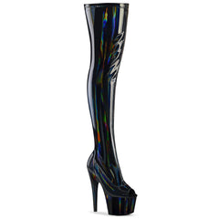 7 Inch Heel ADORE-3011HWR Black Stretch Holo
