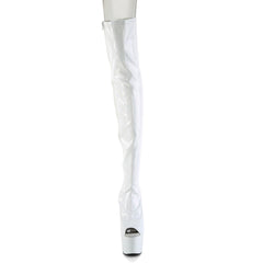 7 Inch Heel ADORE-3011HWR White Stretch Holo