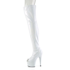 7 Inch Heel ADORE-3011HWR White Stretch Holo