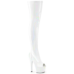 7 Inch Heel ADORE-3011HWR White Stretch Holo