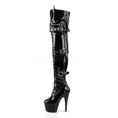 7 Inch Heel ADORE-3028 Black Stretch Patent