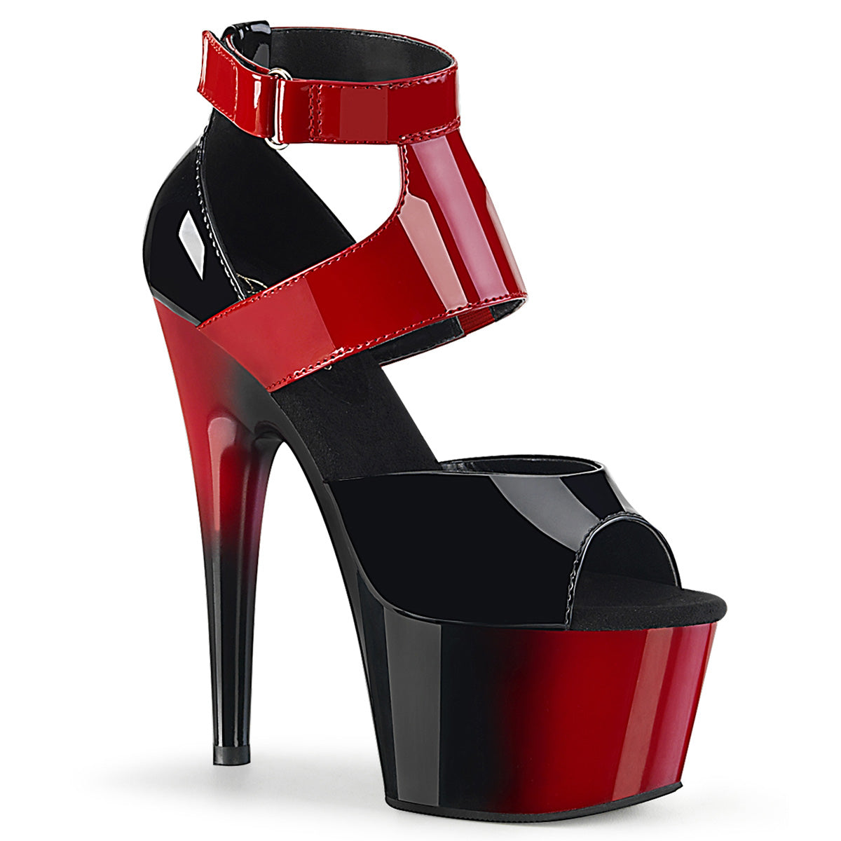 Pleaser ADORE 700 16 Two Tone Close Back Sandal 10 Blk Red Pat Red Blk