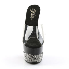 PLEASER ADORE-701-3 Clear-Black-Pewter Platform Slides - Shoecup.com - 2